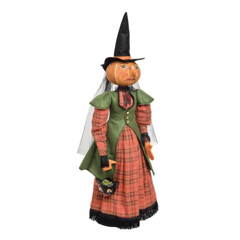 Ophelia Pumpkin Witch on Stand Joe Spencer Gathered Traditions Halloween Art Doll Figure