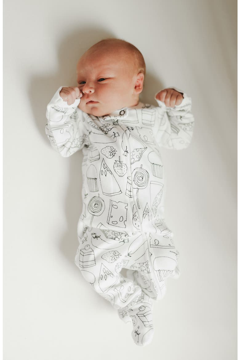 x 'The Very Hungry Caterpillar™' Fitted One-Piece Organic Cotton Footie Pajamas, Alternate, color, SNACKS