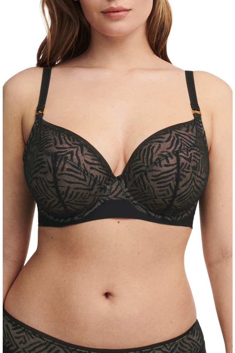 Graphic Allure Underwire Plunge Bra, Alternate, color, BLACK