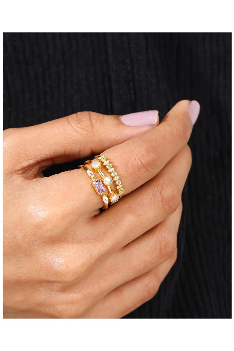 Amethyst, Peridot & Freshwater Pearl Ring Set, Alternate, color, PURPLE