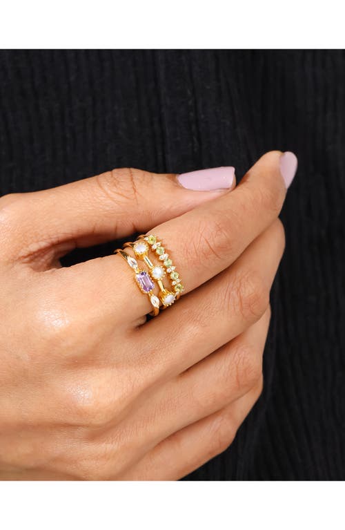 Ys Gems Amethyst, Peridot & Freshwater Pearl Ring Set In Purple