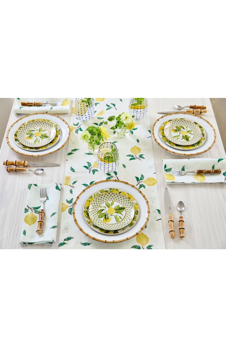 Solino Home Linen Dinner Napkins - Botanical Lemon, 20" x 20", Alternate, color, Botanical Lemon/Off White