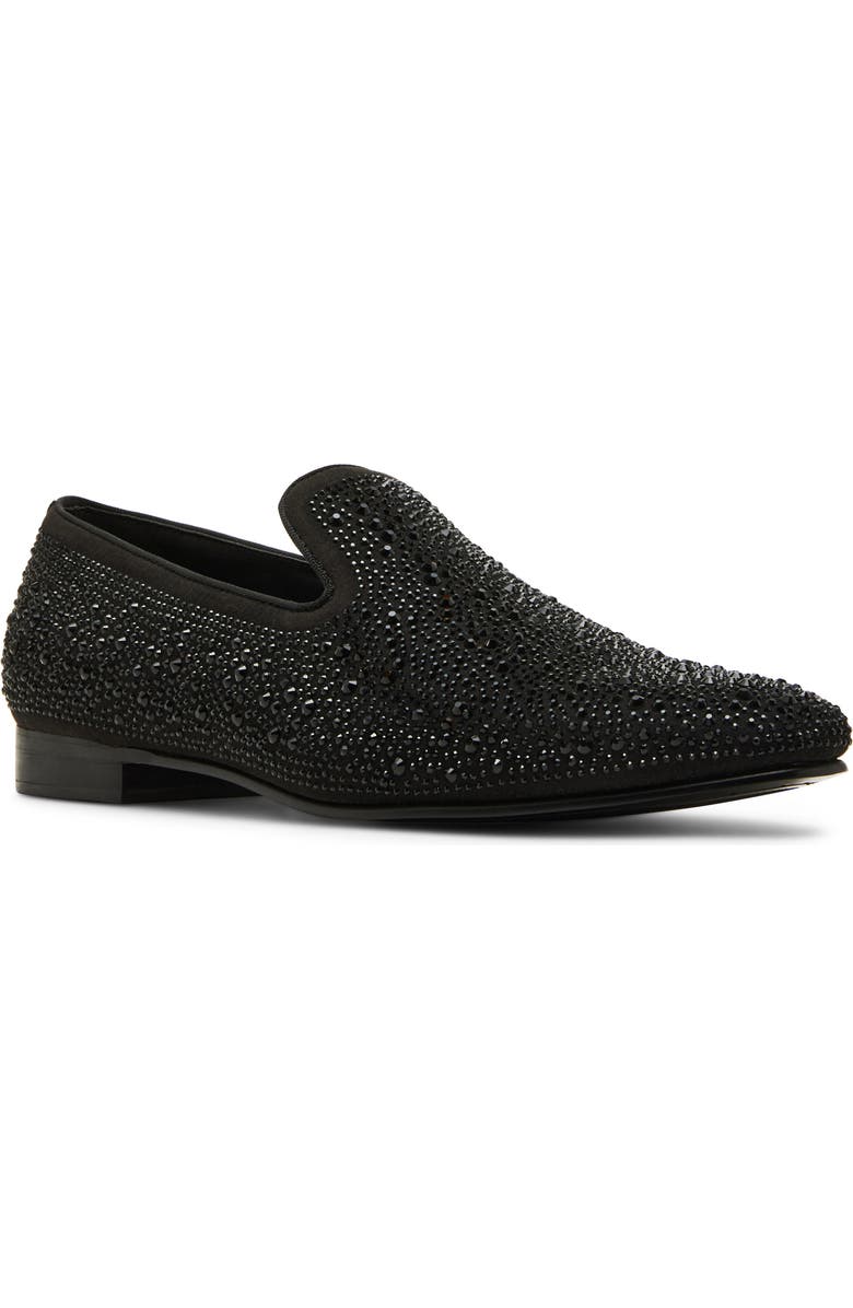 Steve Madden Cash Crystal Loafer, Main, color, Black