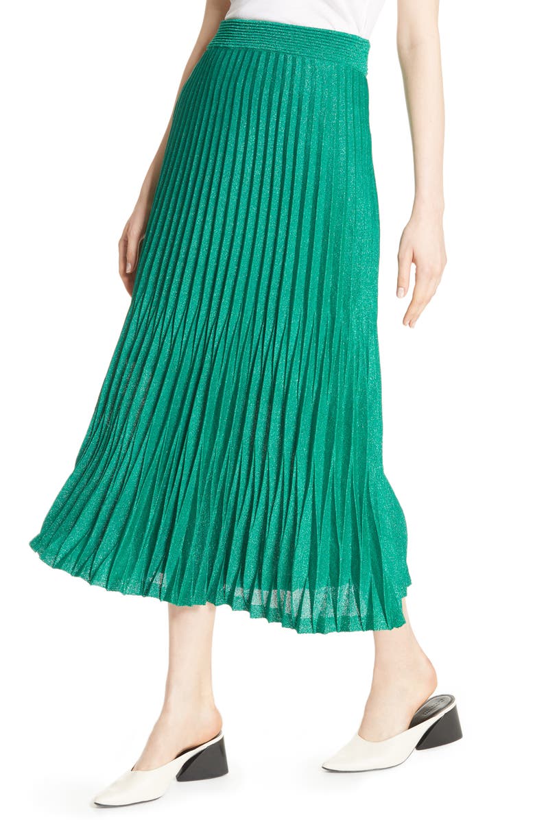 maje Jupette Pleated Midi Skirt, Alternate, color, 