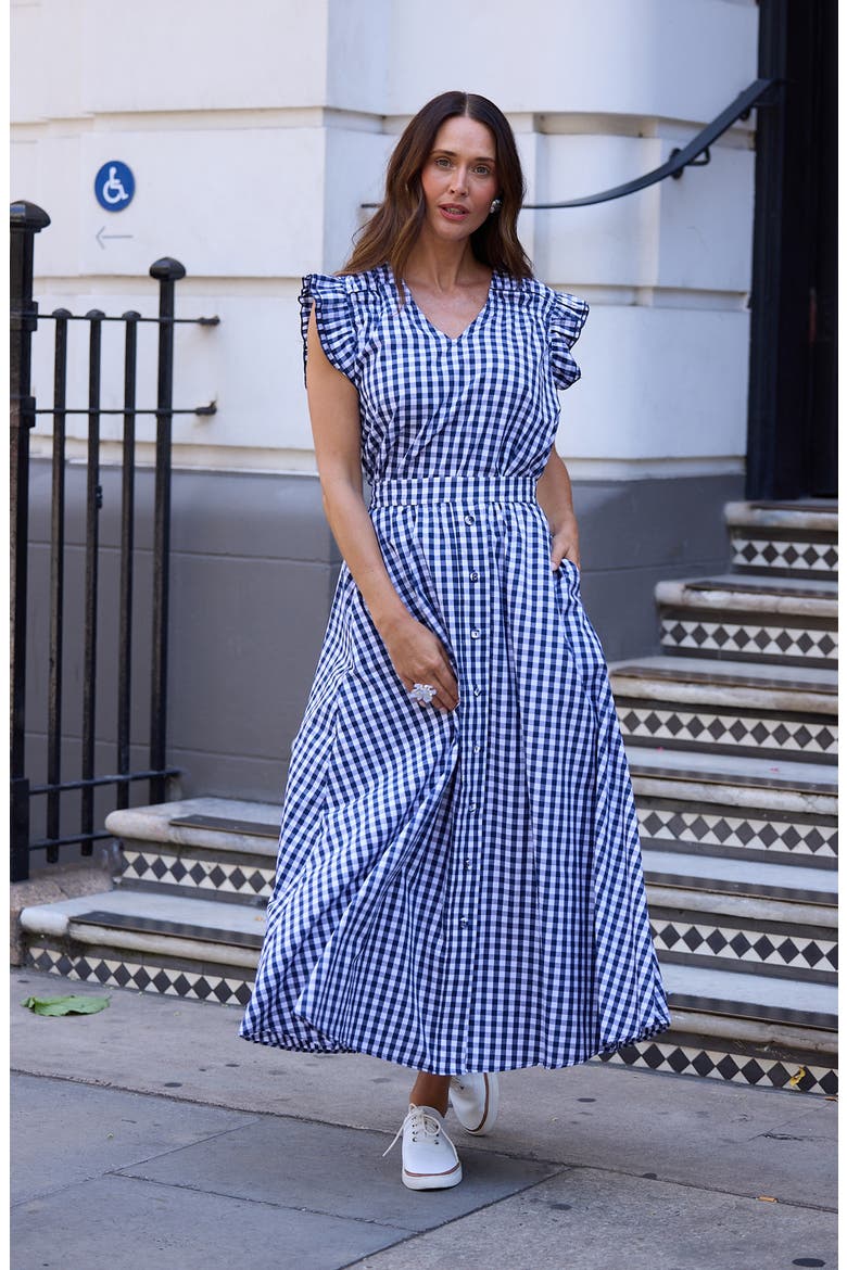 Lucy Plaid Maxi Skirt, Alternate, color, NAVY GINGHAM