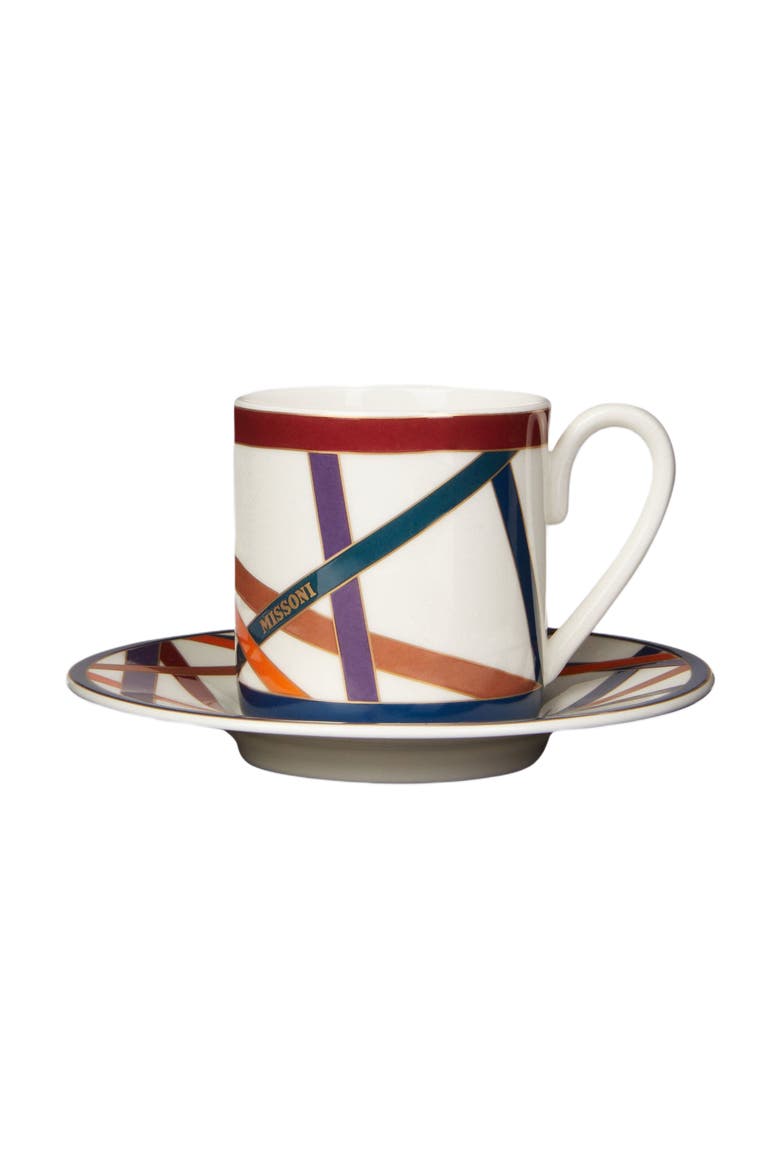 Nastri Set Of 2 Coffee Cups & Saucers, Main, color, Multicoloured