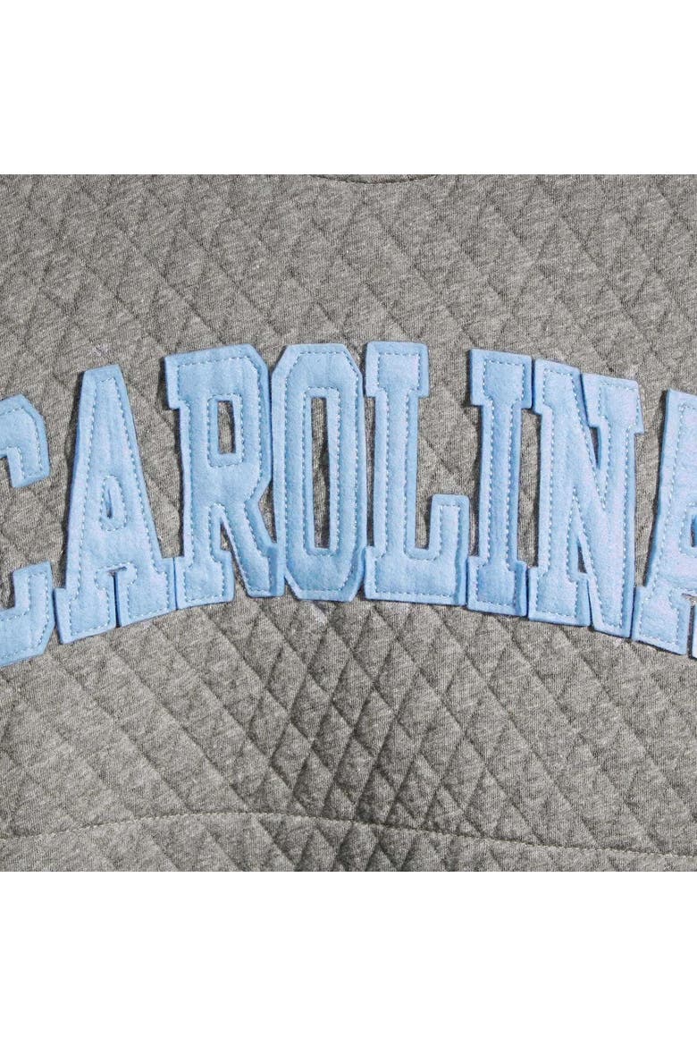 Women's Pressbox Heather Charcoal North Carolina Tar Heels Moose Quilted Pullover Sweatshirt, Alternate, color, Heather Gray