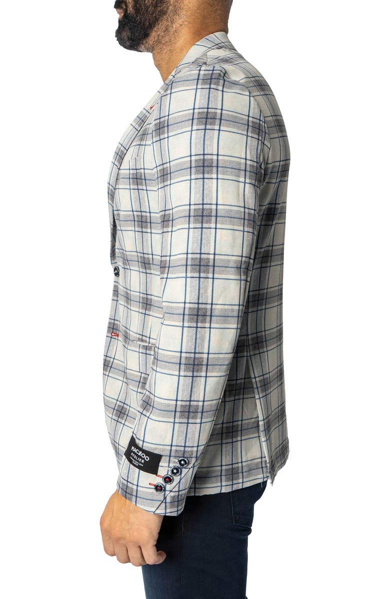 Maceoo Descartes Unconstructed Plaid Brooksy Cobalt Blue Blazer, Alternate, color, Blue