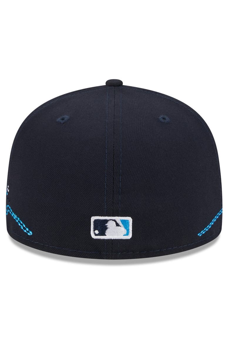 New Era Men's New Era Navy New York Yankees Tonal Wave 59FIFTY Fitted Hat, Alternate, color, 