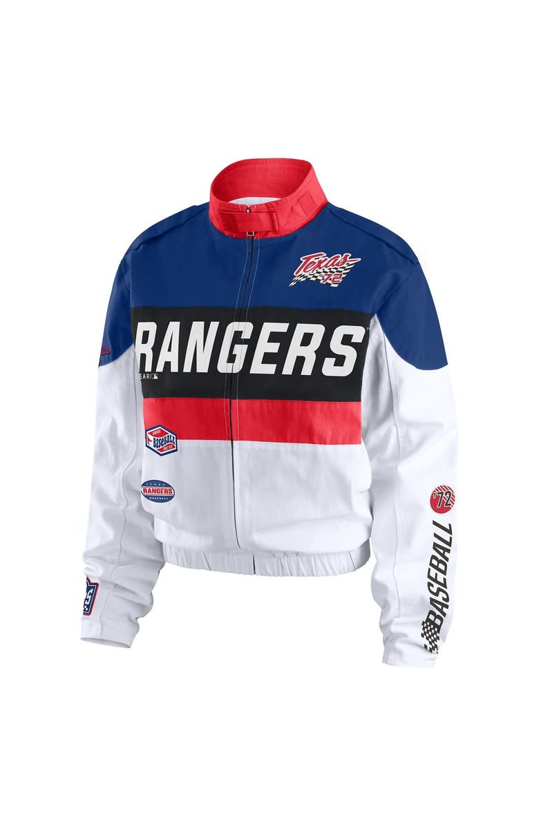 WEAR by Erin Andrews Women's WEAR by Erin Andrews  Navy/White Texas Rangers Racing Full-Zip Jacket, Alternate, color, Navy