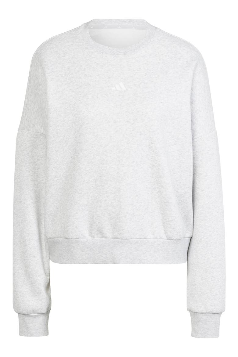 Essentials Embroidered Logo Cotton Fleece Sweatshirt, Alternate, color, LIGHT GREY HEATHER/ WHITE