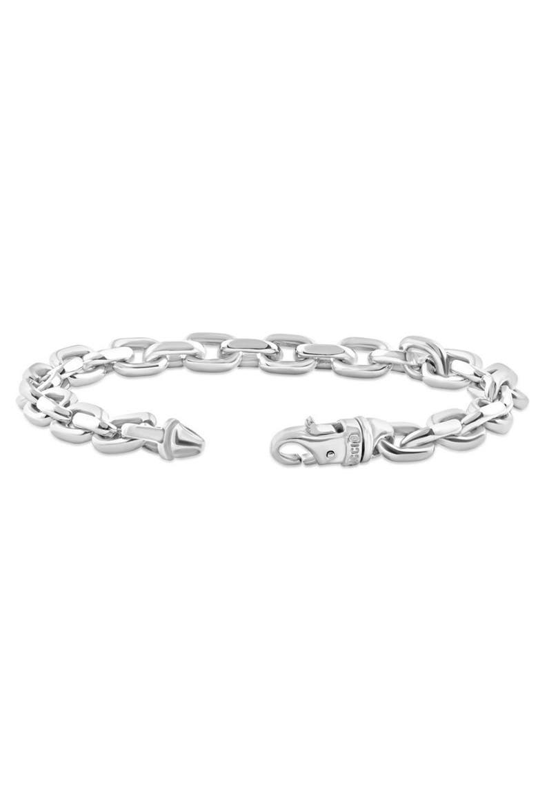 Men's Polished Steel Single Tone Oval Clasp 7.5mm Link  8.5 " Bracelet, Alternate, color, Stainless Steel