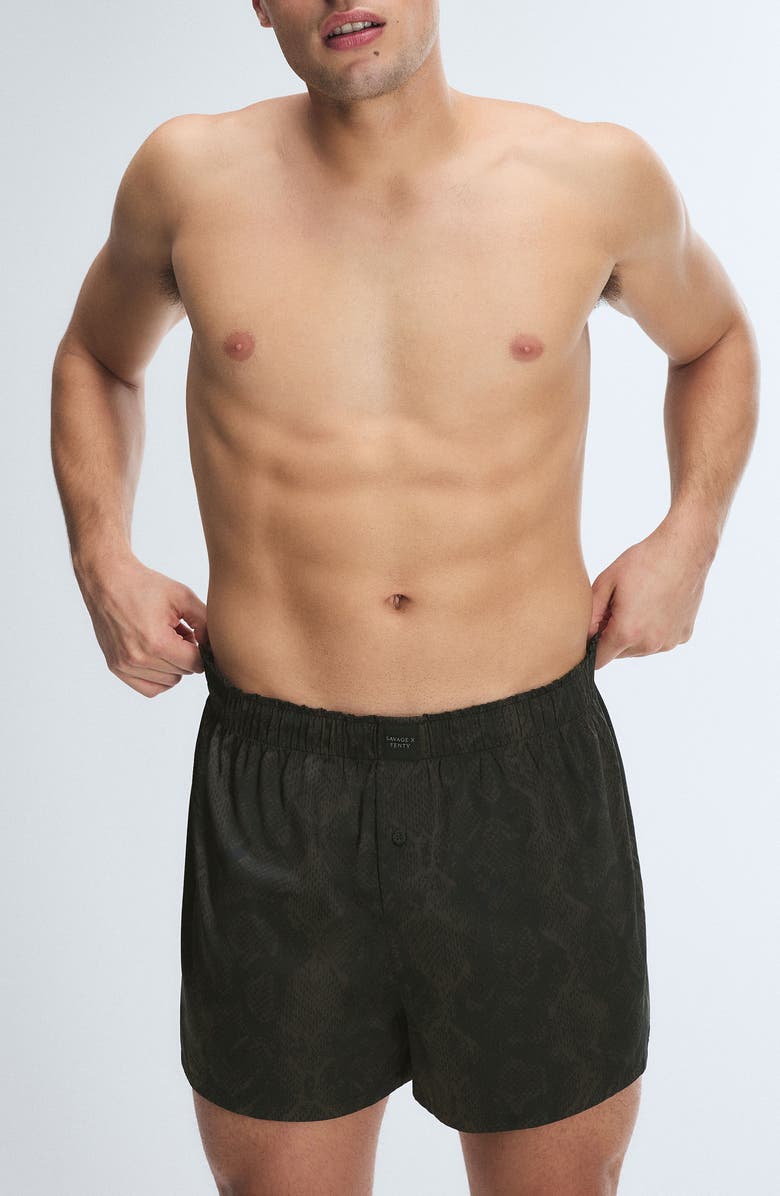 SAVAGE X FENTY Savage X Satin Boxers, Main, color, Black Caviar Boa Baddie Print