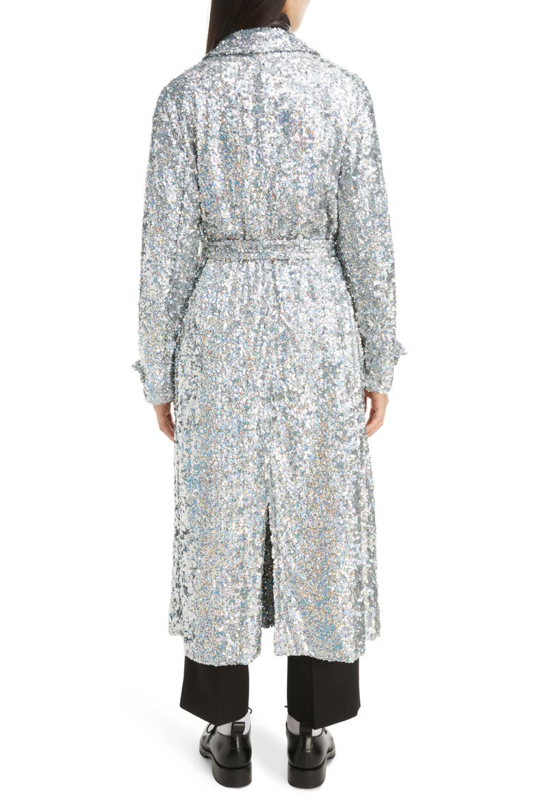 Ronas Quilt Lined Sequin Wrap Coat, Alternate, color, HOLOGRAM 21