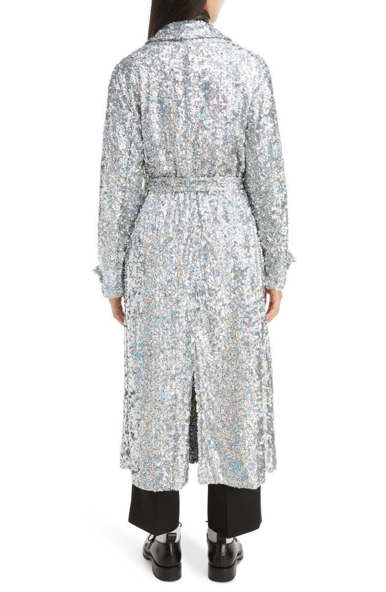 Dries Van Noten Ronas Quilt Lined Sequin Wrap Coat, Alternate, color,
