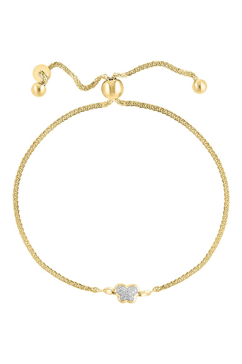 14K Gold Plate Diamond Butterfly Bracelet - 0.04ct., Main, color, WHITE