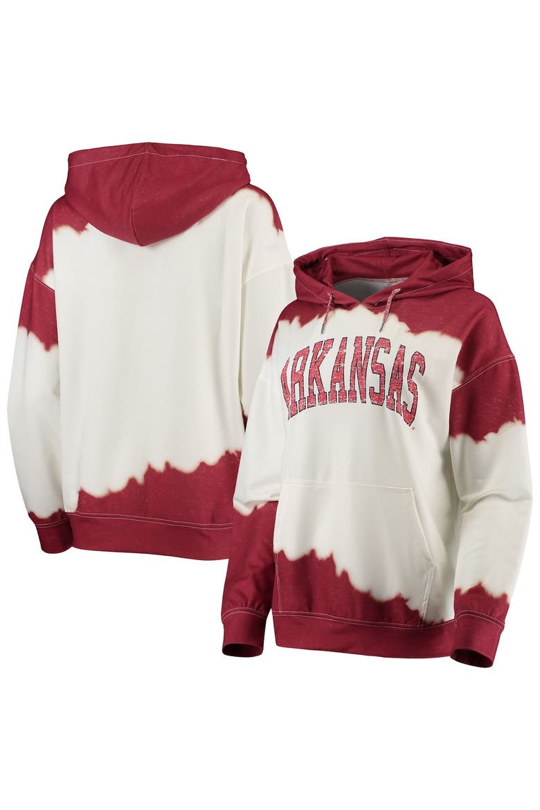 Women's Gameday Couture White/Cardinal Arkansas Razorbacks For the Fun Double Dip-Dyed Pullover Hoodie, Alternate, color, White