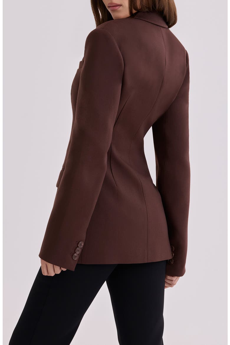 Luella Hourglass Crepe Jacket, Alternate, color, CHOCOLATE