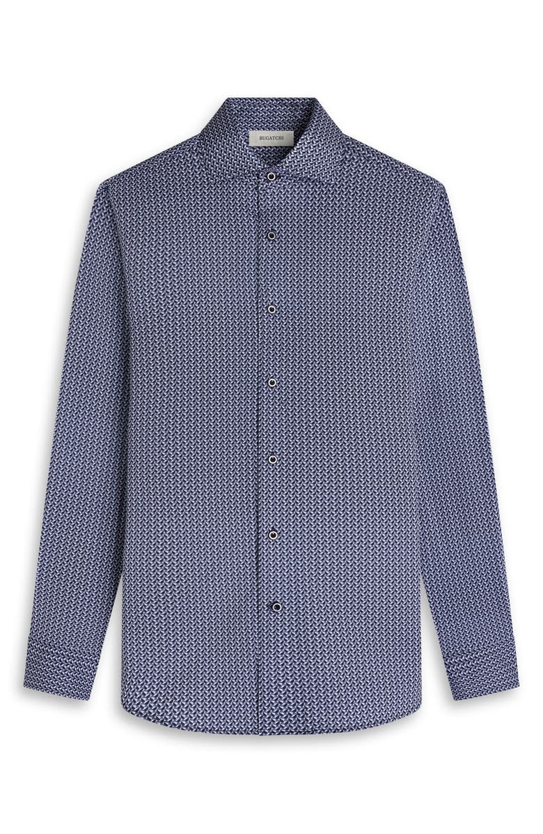 Bugatchi Devon OoohCotton<sup>®</sup> Geo Print Button-Up Shirt, Alternate, color, Black