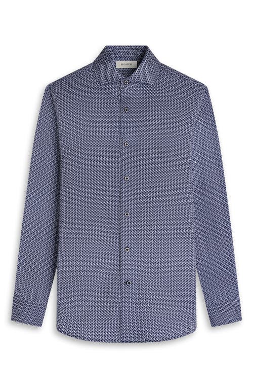 Bugatchi Devon Ooohcotton® Geo Print Button-up Shirt In Blue