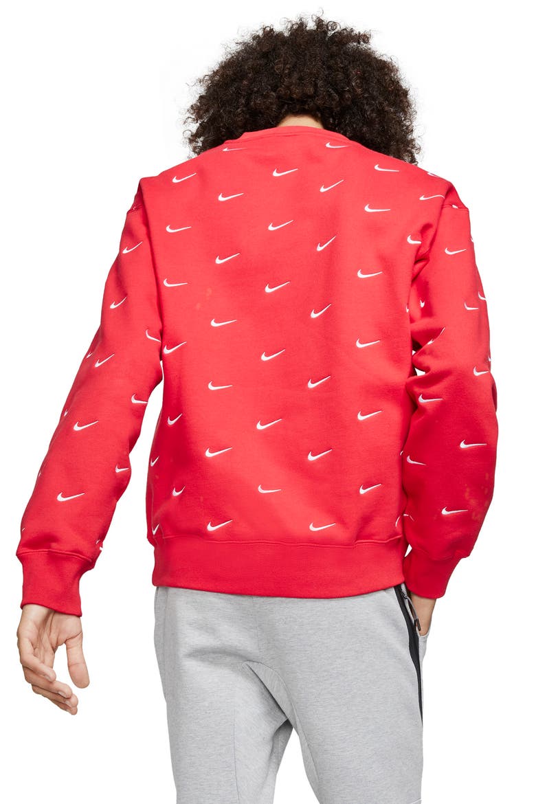 NRG Embroidered Swoosh Crewneck Sweatshirt, Alternate, color, UNIVERSITY RED
