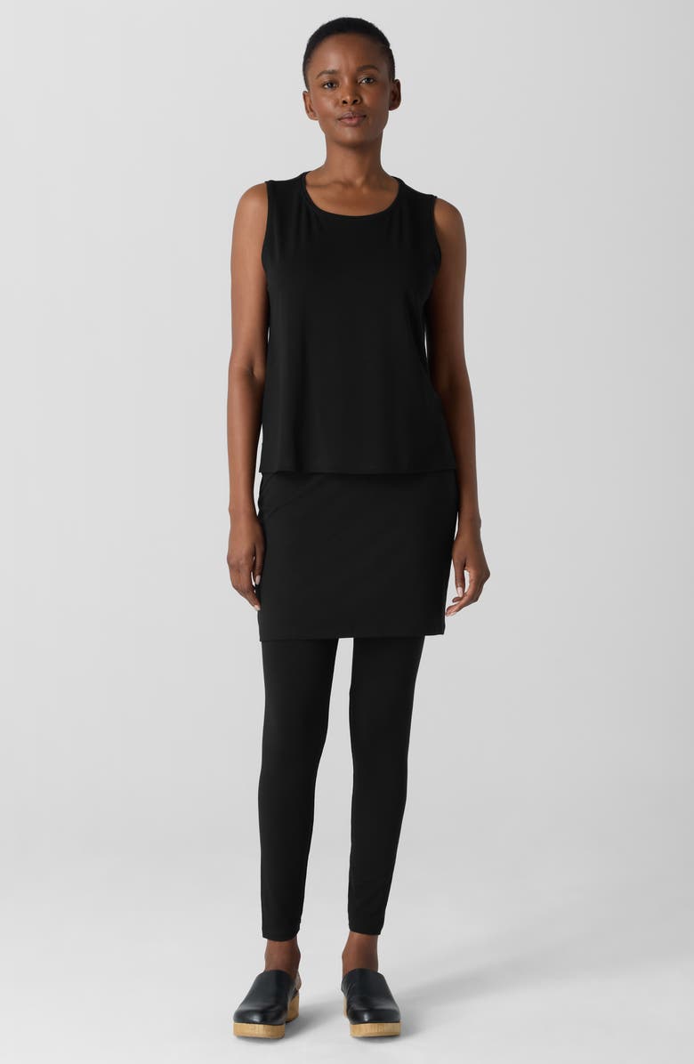 Eileen Fisher Skirted Ankle Leggings, Alternate, color, Black