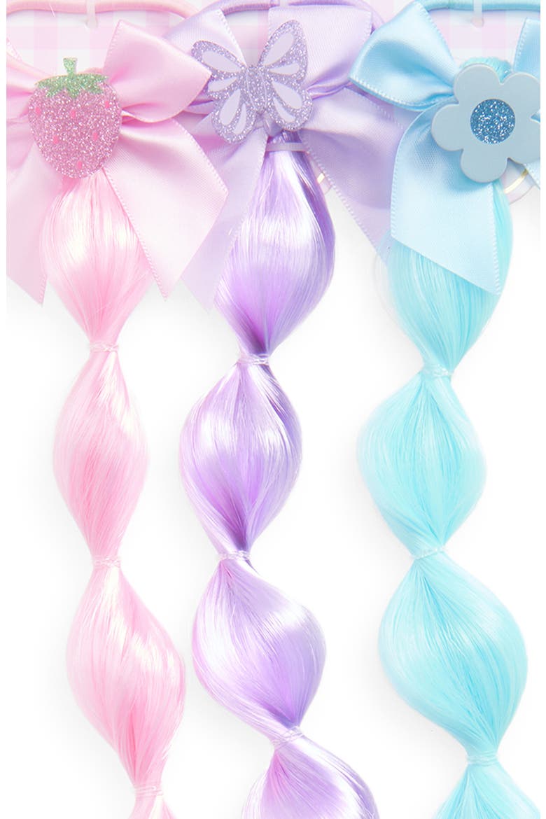 Kids' 3-Pack Faux Hair Bubble Braid Ponytail Holders, Alternate, color, PINK COMBO