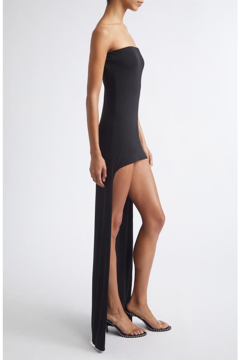 Strapless High Low Bodycon Dress, Alternate, color, BLACK