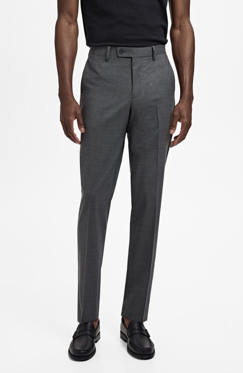 MANGO Turin Virgin Slim Fit Wool Pants, Main, color, Grey