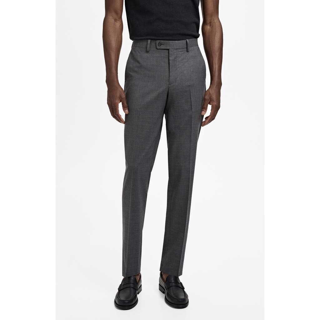 Mango Turin Virgin Slim Fit Wool Pants In Gray