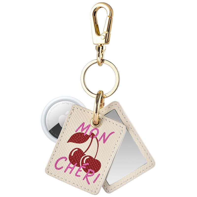 Posh Tech Mirrored Bag Charm for Airtag<sup>®</sup>, Alternate, color, White