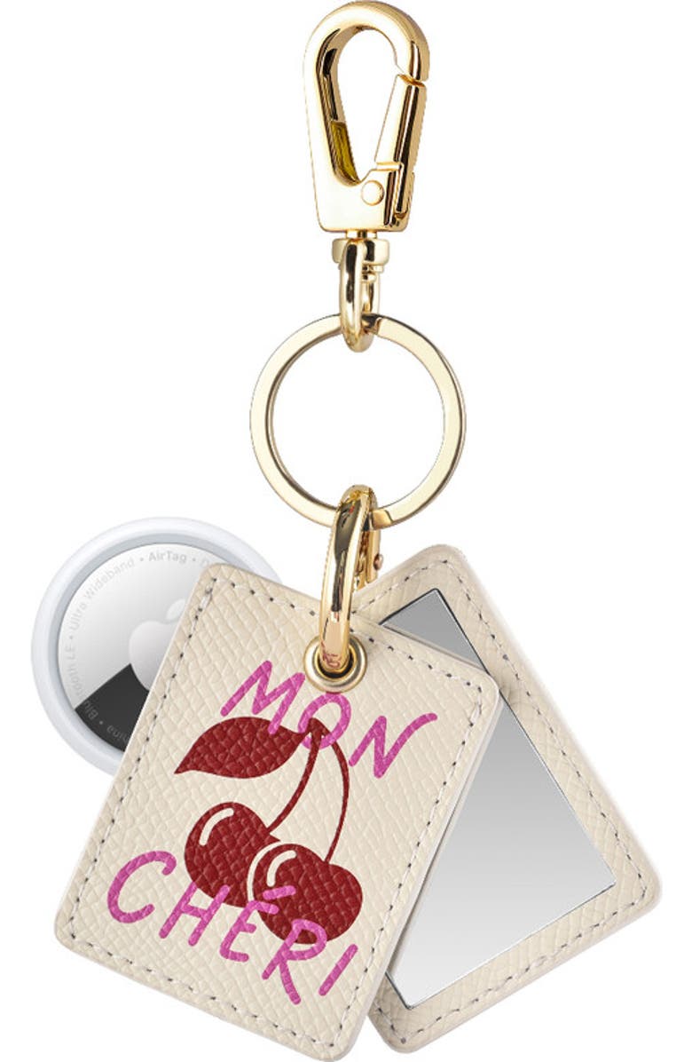 Posh Tech Mirrored Bag Charm for Airtag<sup>®</sup>, Alternate, color, White