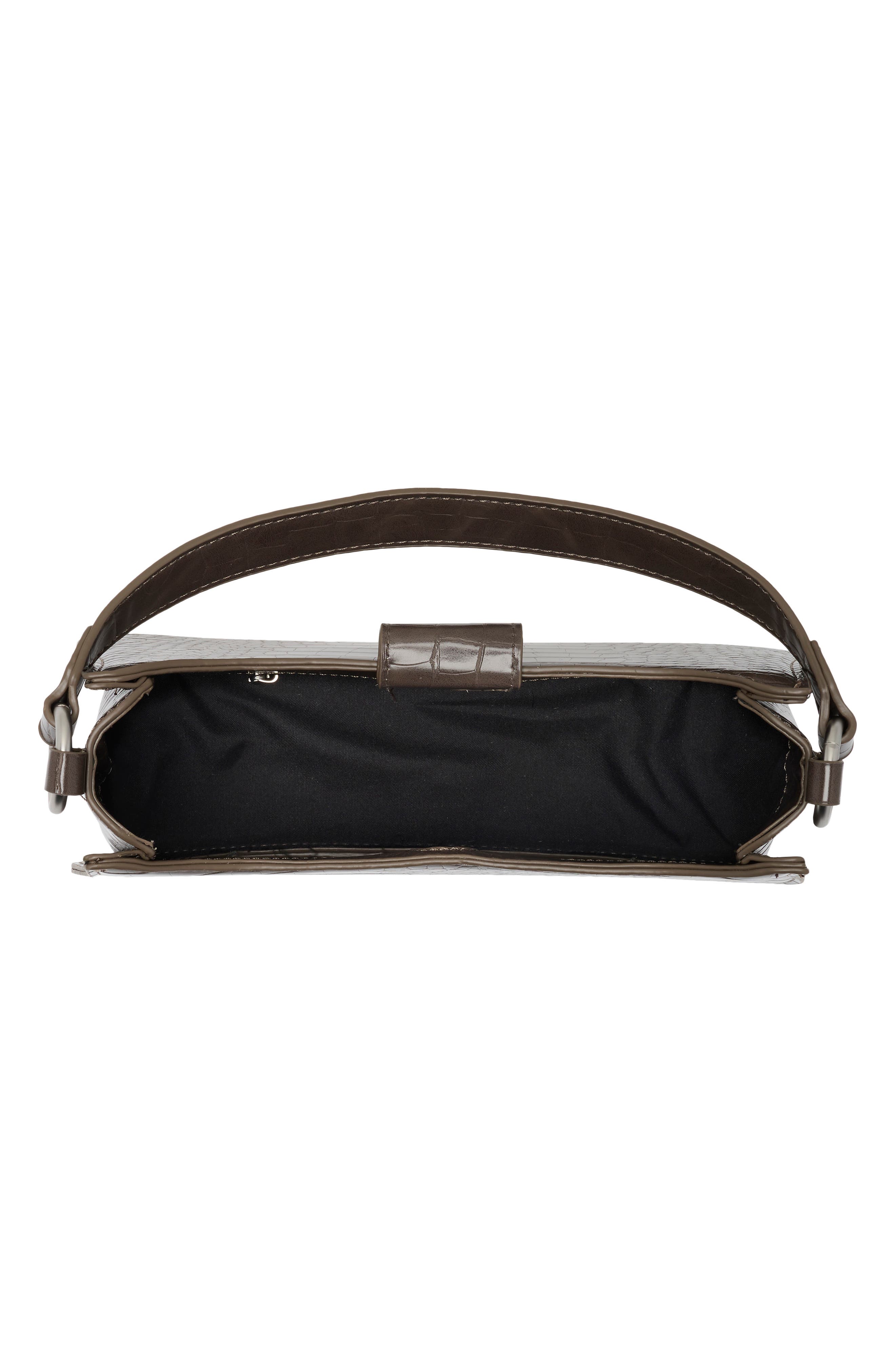 Croc Embossed Curved Baguette Bag, Alternate, color, MUSHROOM
