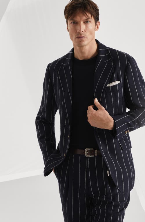 Brunello Cucinelli Long Sleeve T-shirt In Navy Blue