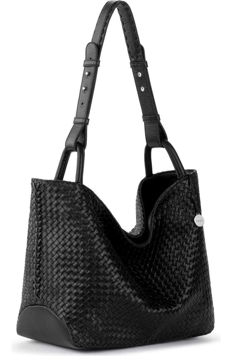 The Sak Los Feliz Medium Tote Woven Leather Bag, Alternate, color, Black Woven