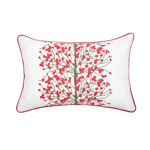 Berries Tree Printed Christmas Throw Pillow, 13" x 20"