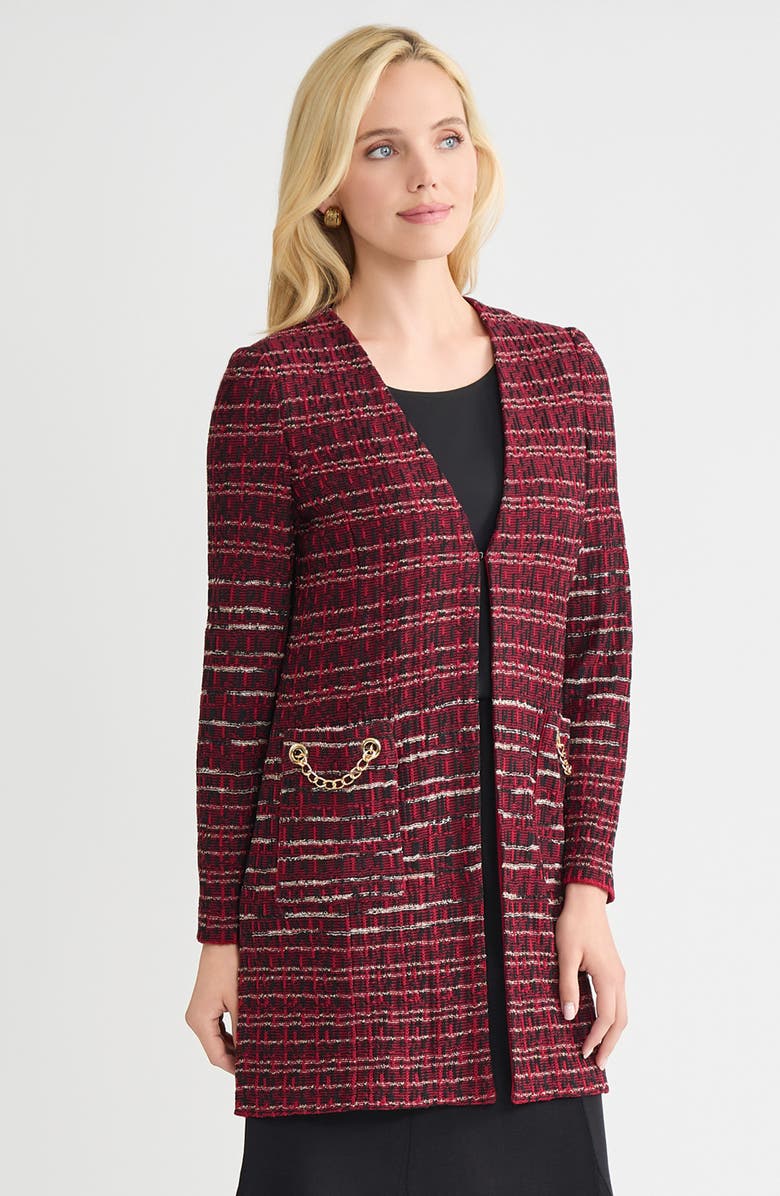 Misook Heritage Multi-Stitch Knit Jacket, Alternate, color, Scarlet Red/Sand