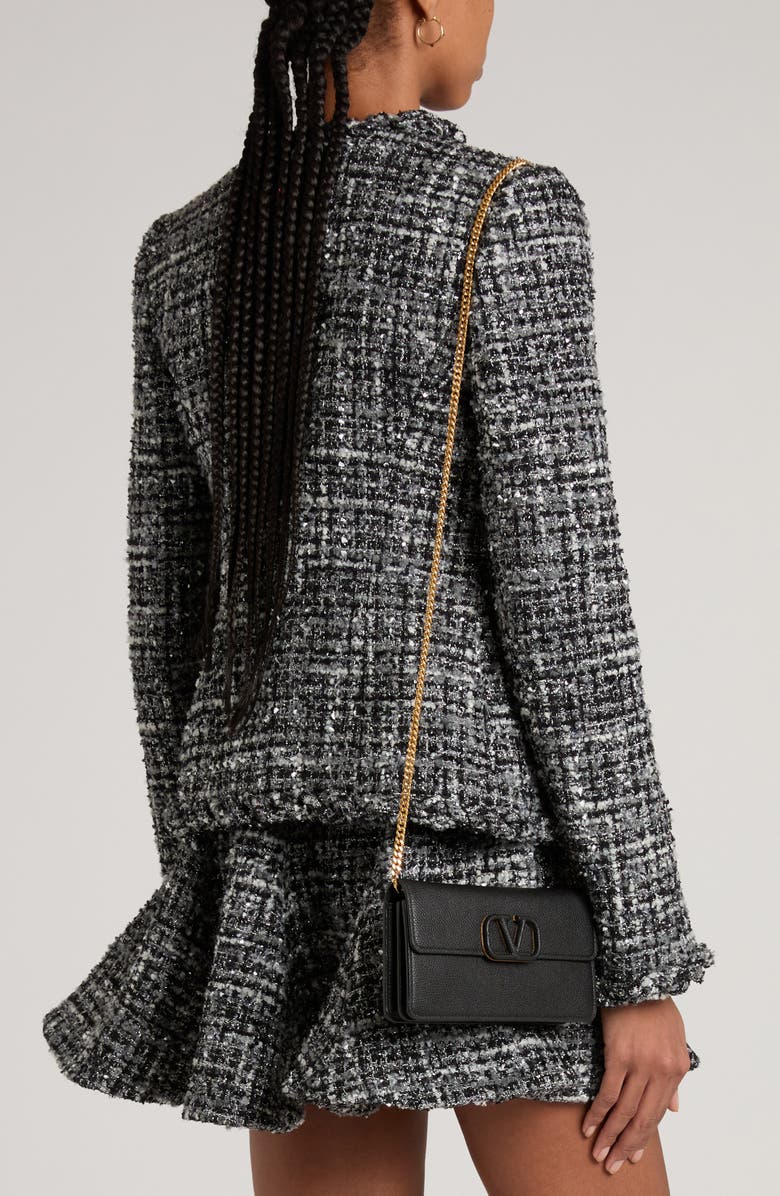 Valentino Garavani VLOGO Signature Leather Wallet on a Chain, Alternate, color, Nero