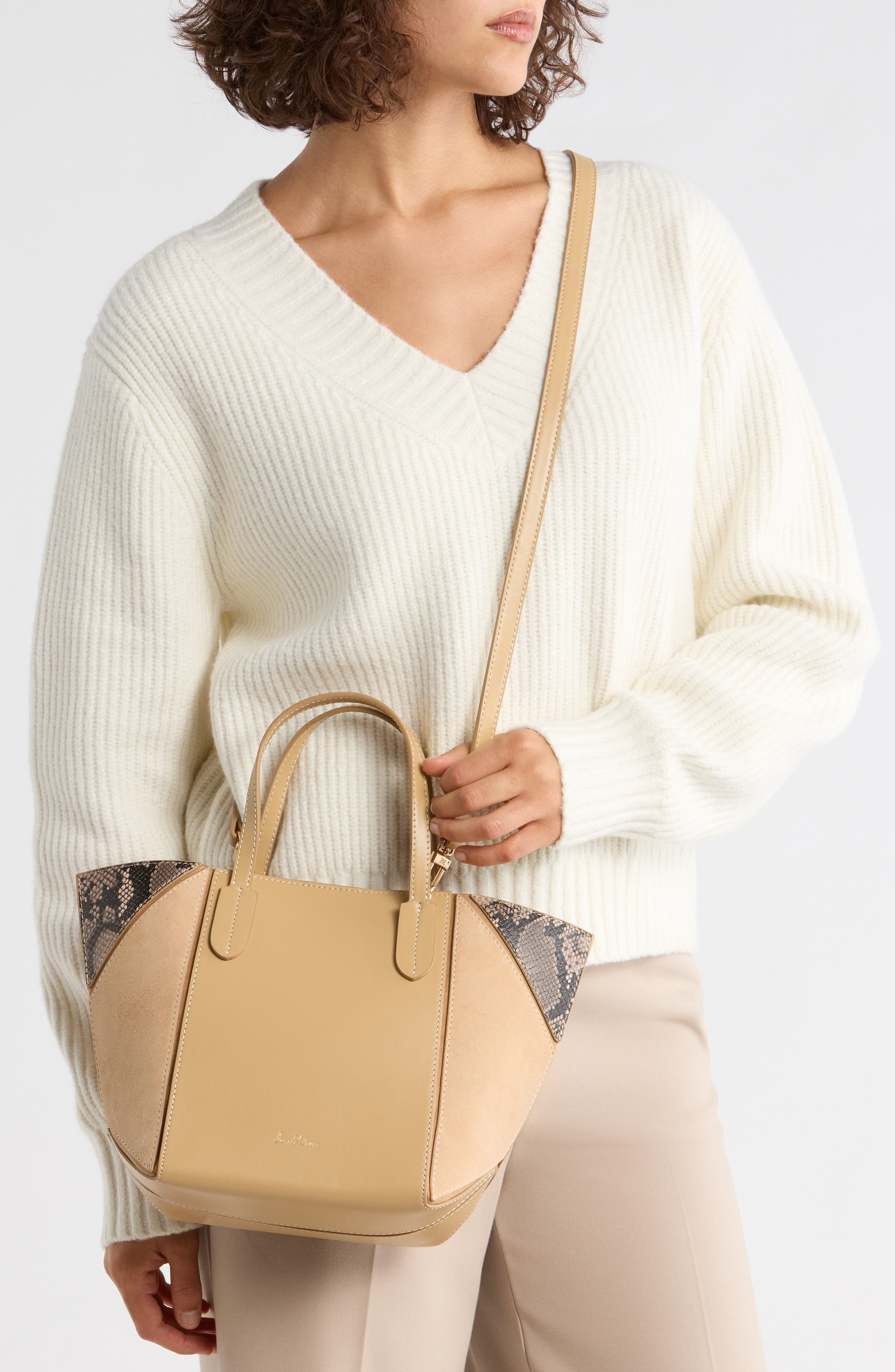 Sam Edelman Small West Convertible Tote, Alternate, color, Beige