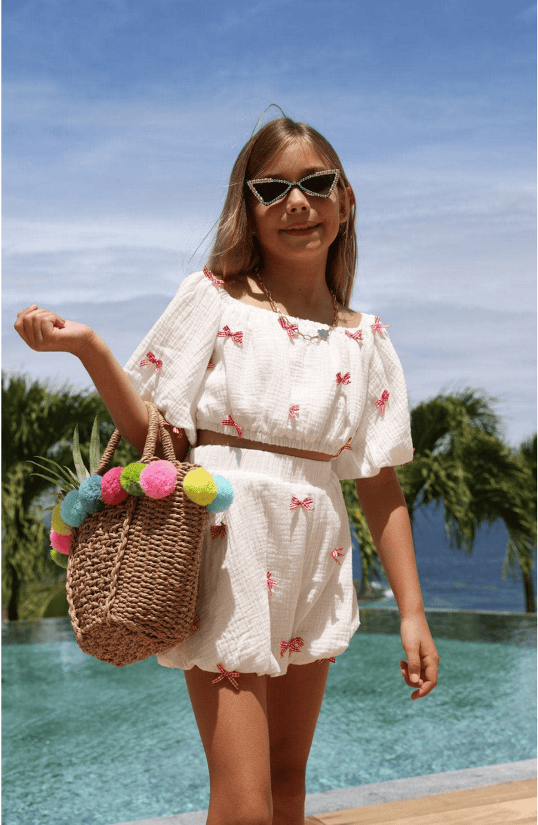 Lola + The Boys Hailey Bow Bubble Set, Alternate, color, White