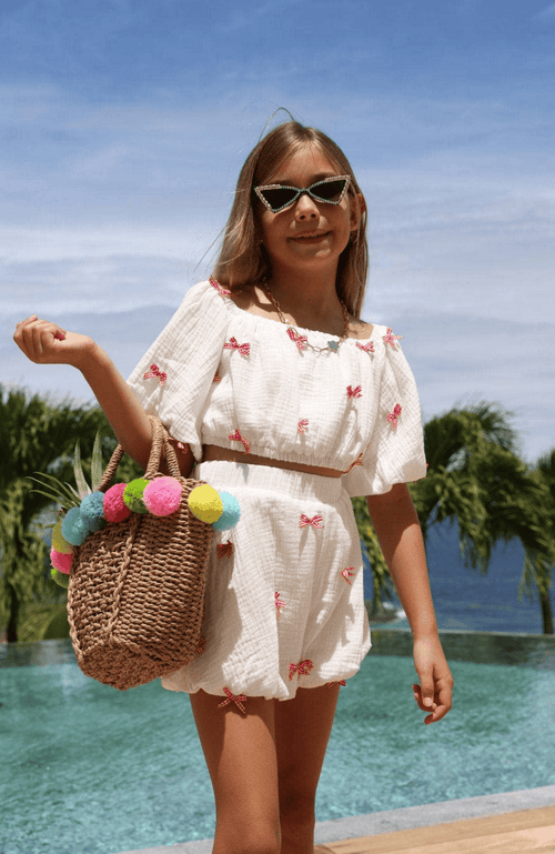 Lola + The Boys Hailey Bow Bubble Set In White