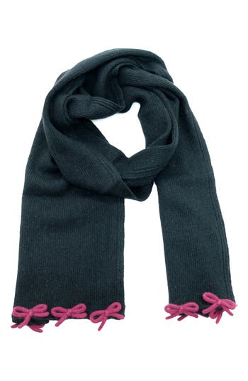 Portolano Bow Trim Scarf In Green