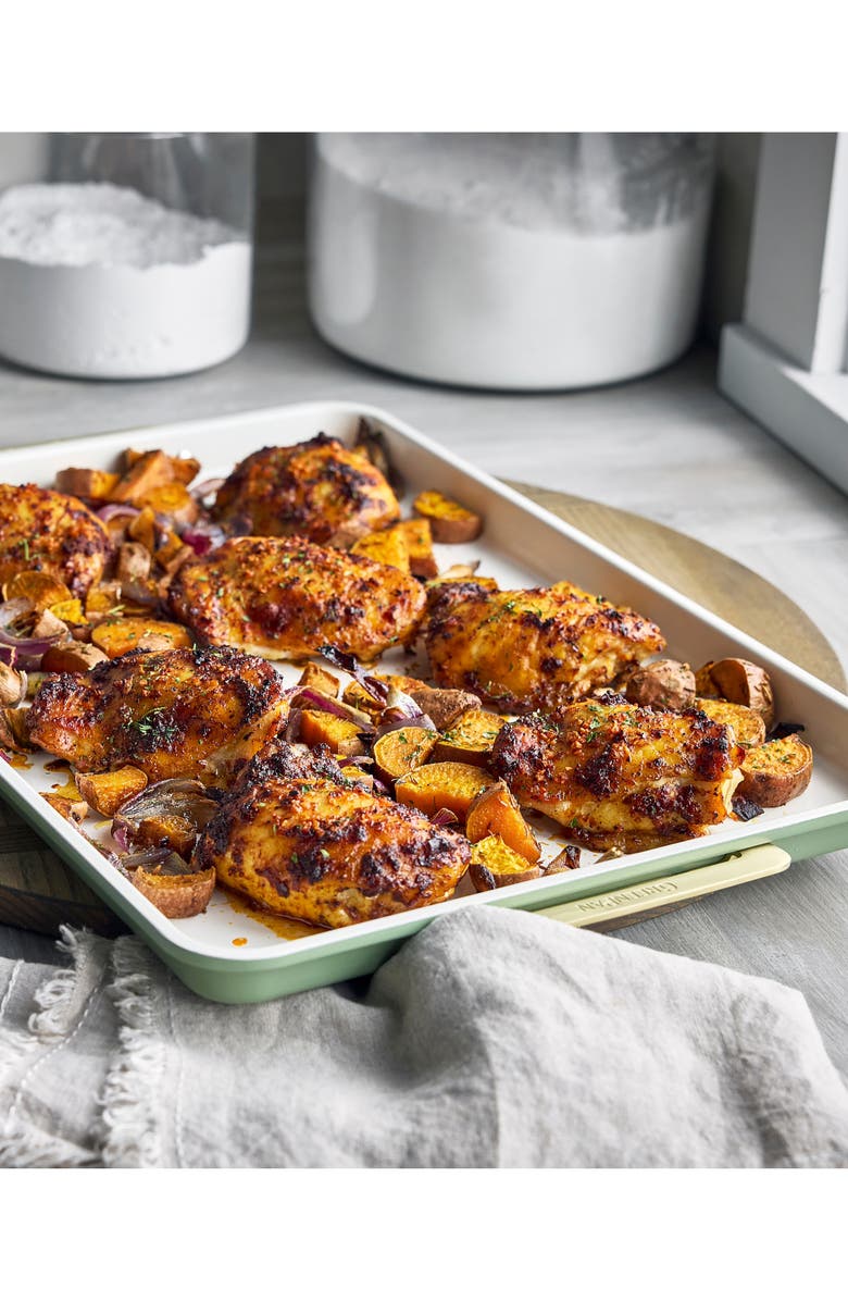 GreenPan Reserve Aluminized Steel Half Sheet Pan, Alternate, color, Sage