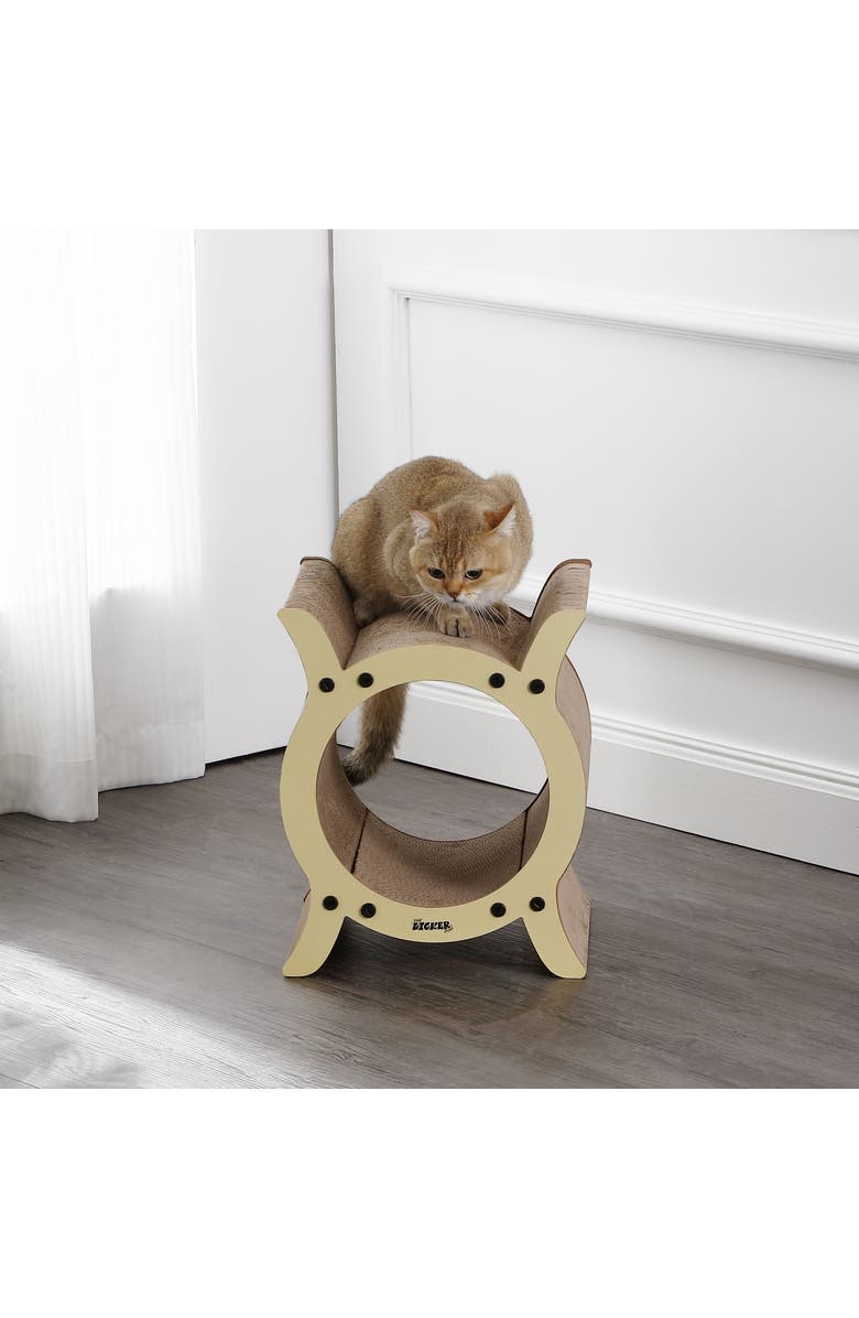 The Licker Store Nyan Modern Cardboard Tunnel Cat Scratcher with Catnip, Alternate, color, Almond
