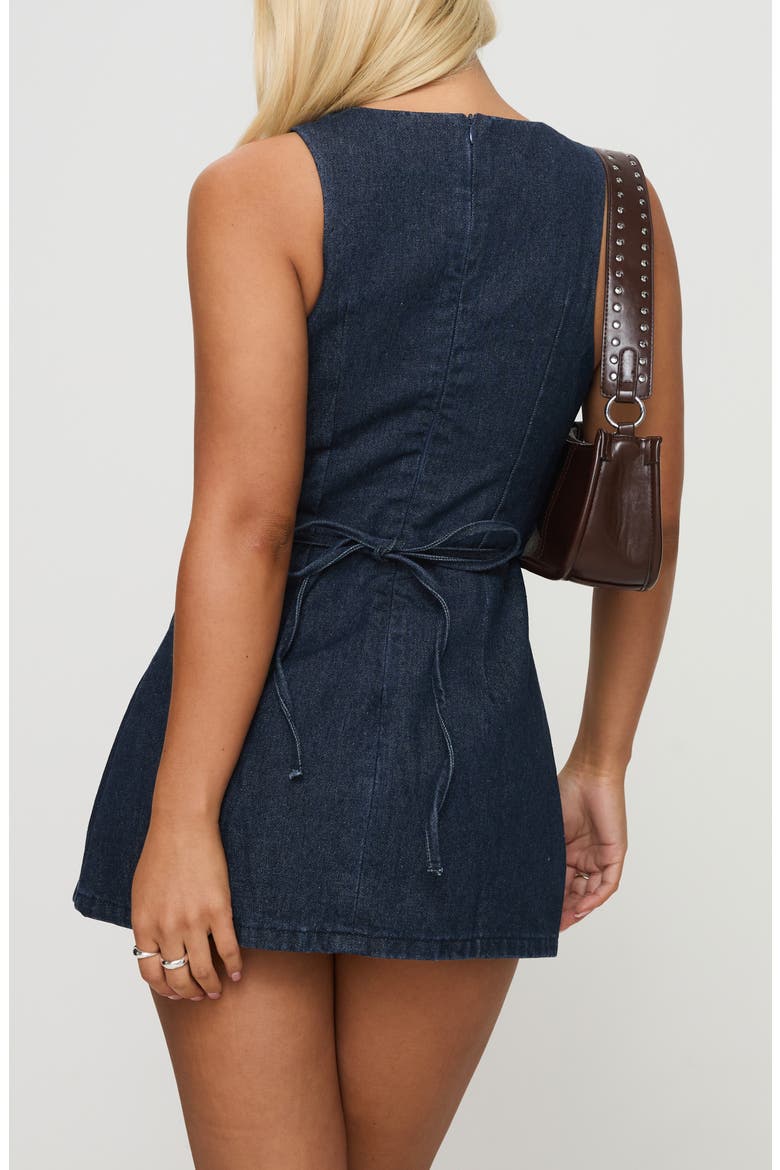 Ainsleigh Denim Skort Romper, Alternate, color, MID WASH