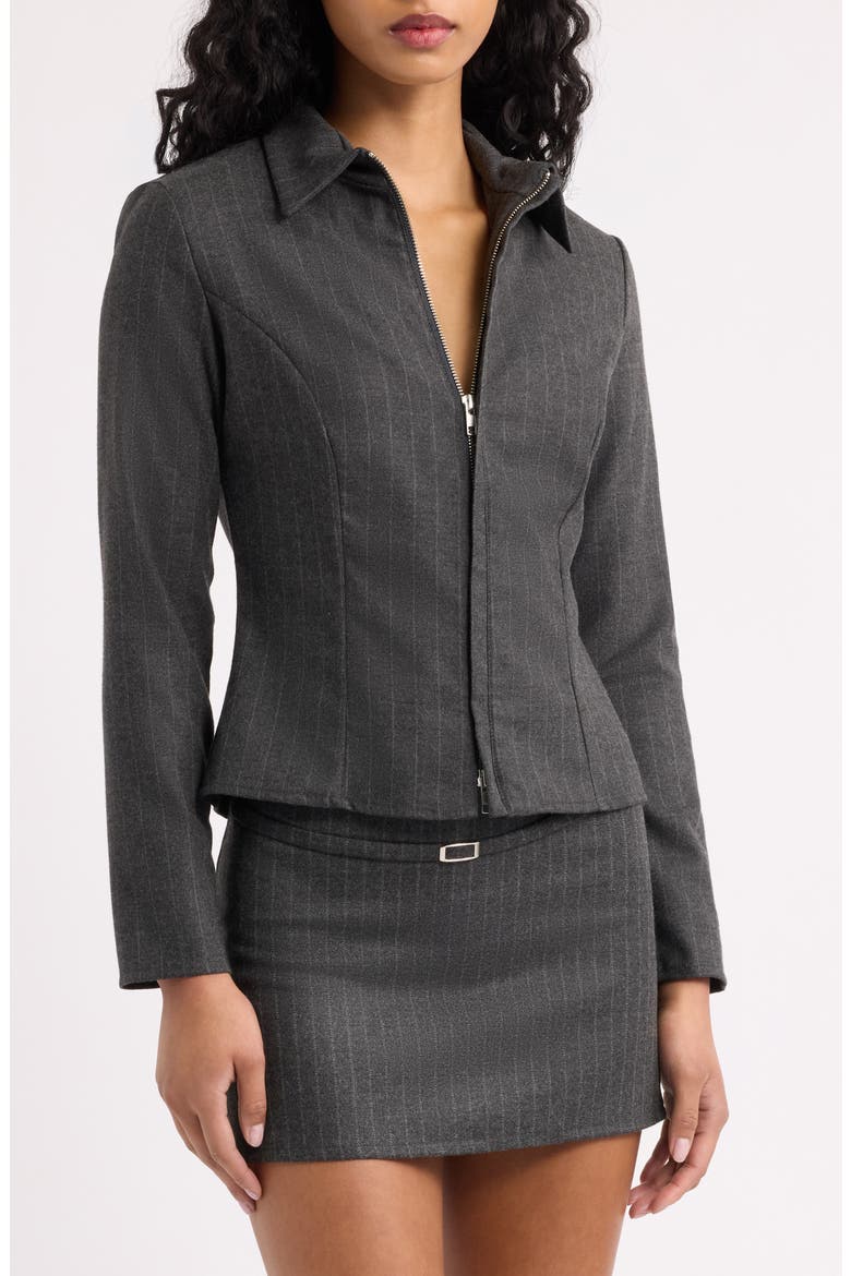 Delirio Pinstripe Zip Jacket, Alternate, color, GRIS