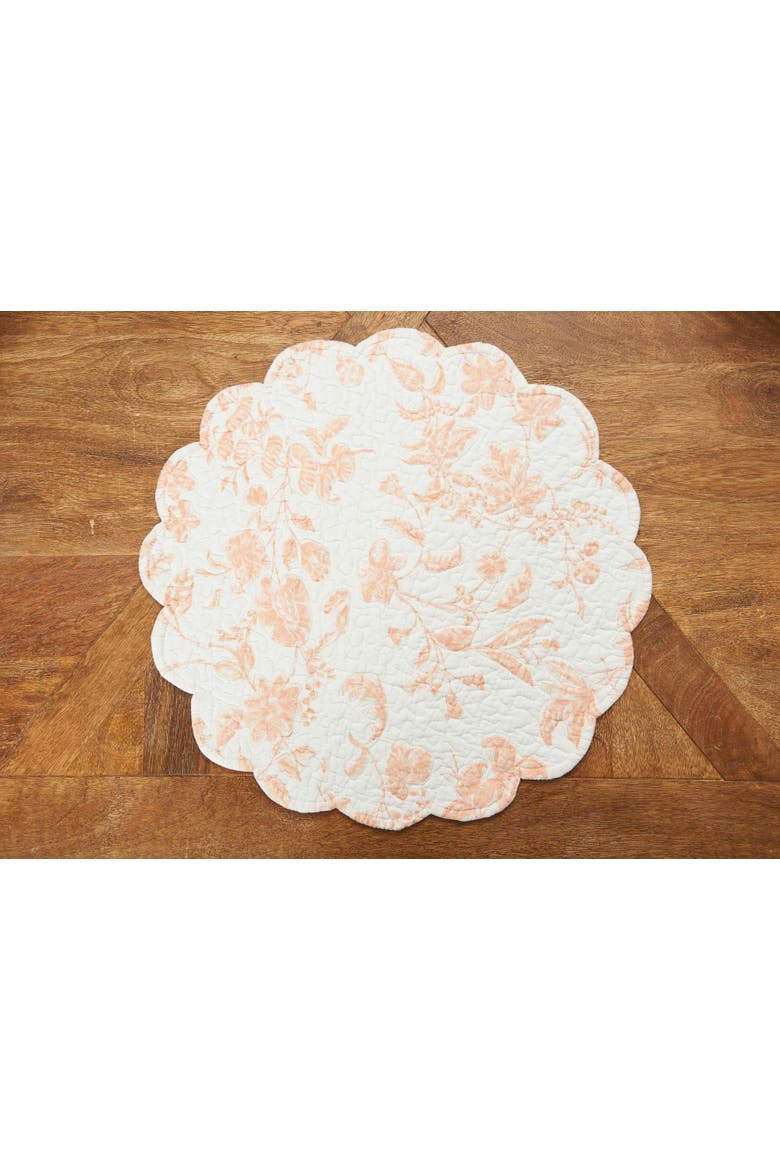 Brighton Pink Vintage Flowers 100% Cotton Round Set of 6 Placemats 17", Alternate, color, Pink