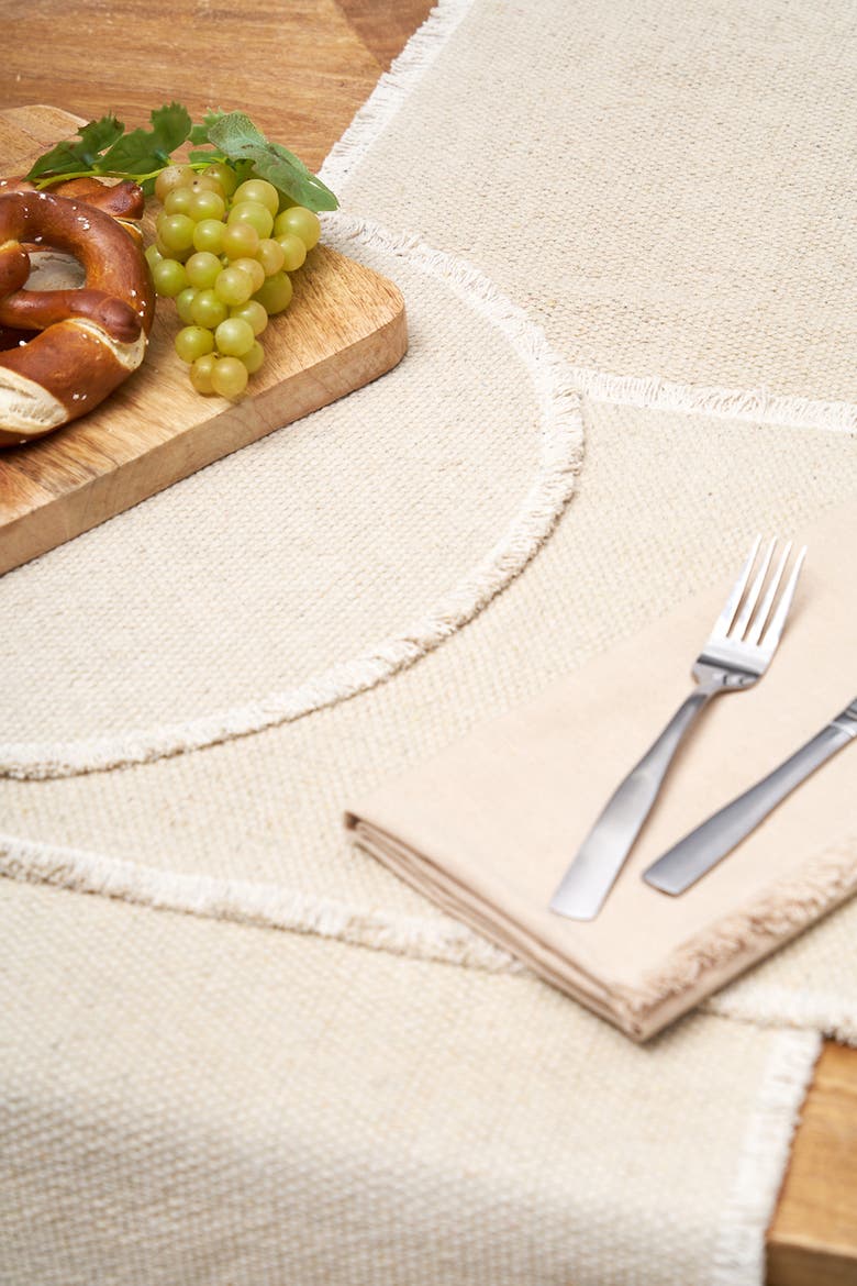 Fringed Sand Table Runner 14" x 72", Alternate, color, Beige