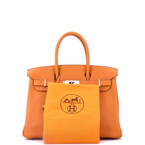 Pre-owned Hermes Hermes Birkin Handbag Orange Clemence With Palladium Hardware 30 In Orange