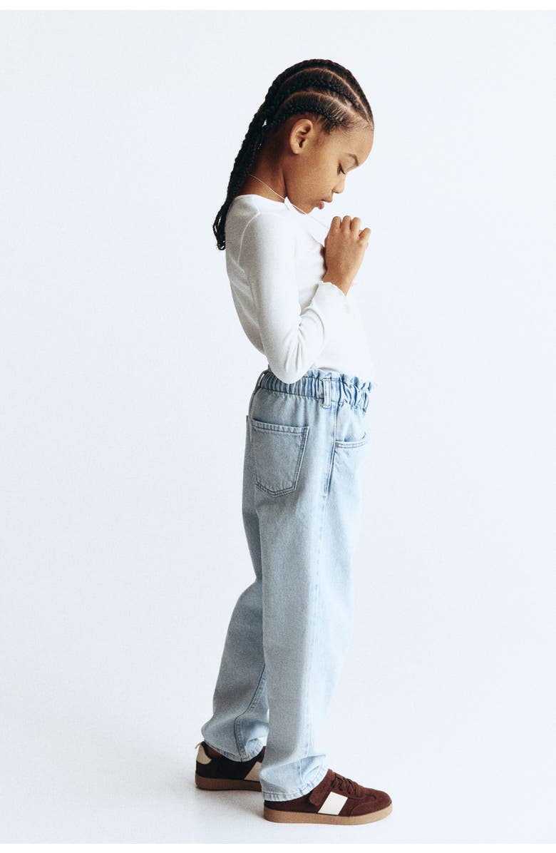 H&M Relaxed paper bag jeans, Alternate, color, Light Denim Blue